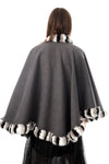 Knitted Faux Fur Swing Poncho Cape with Duo Colour Fur Trim