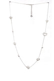 Multiple Heart And Pearl Long Necklace