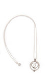 Diamante Love Heart Charm Pendant Long Necklace in silver
