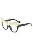 Star Diamante Retro Round Cat Eye Sunglasses