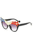 Star Diamante Retro Round Cat Eye Sunglasses