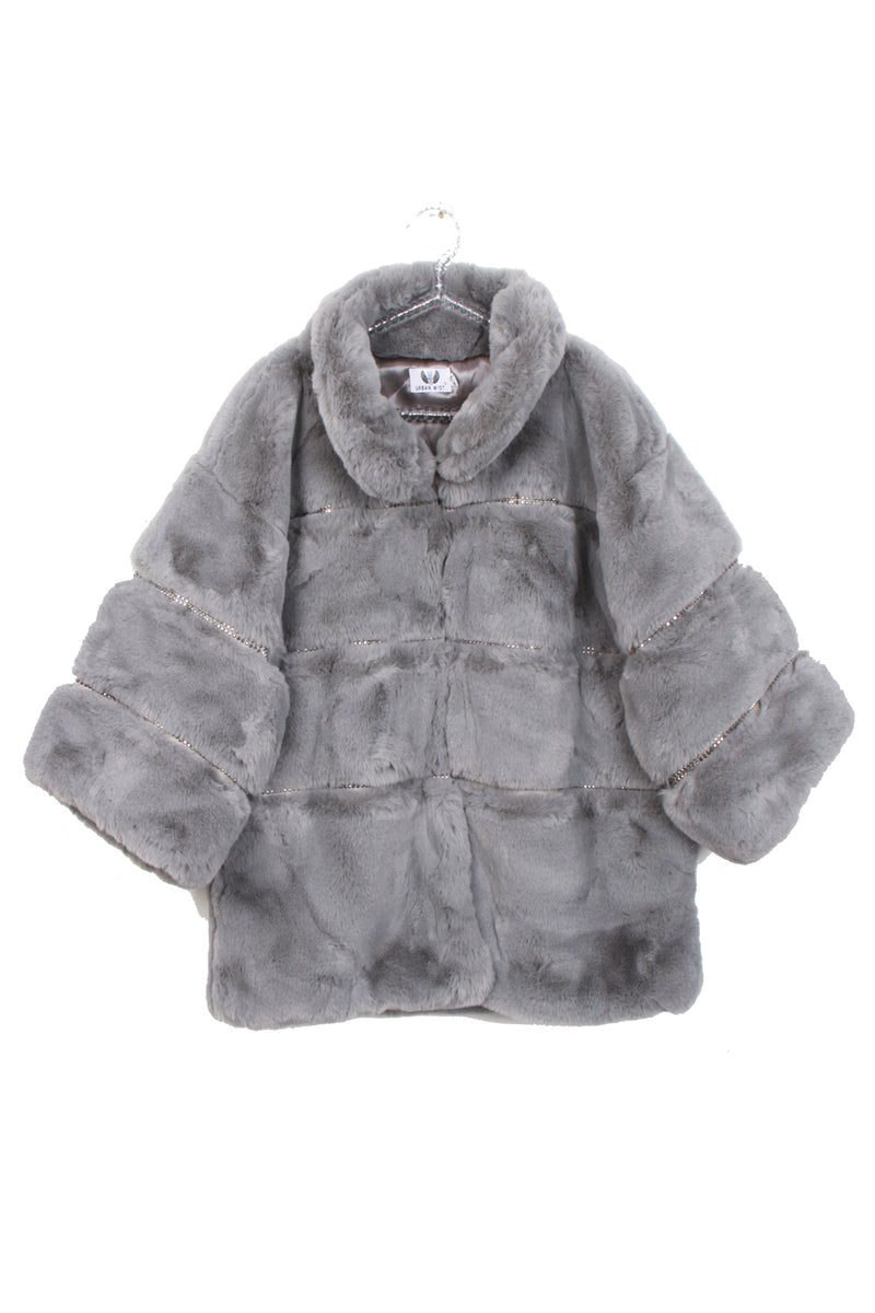 Ultra Soft Faux Fur Jacket With Diamante Detail – Urban Mist UK