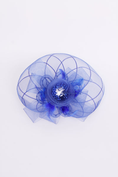 Royal Blue Flower Mesh Fascinator for wedding