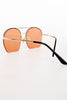 Side View Gold Metal Frame Double Bridge Flat Bottom Sunglasses