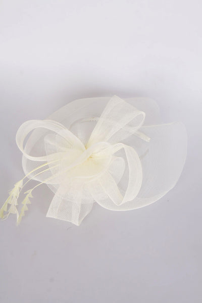 Flower Feather Fascinator in cream for wedding