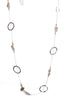 Hoop And Gem Stone Chain Long Necklace in Silver