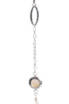 Multiple Layered Gem Stone Charm Chain Long Necklace in Silver