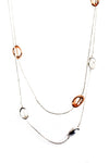 Double Layered Circle Interlink Chain Long Necklace