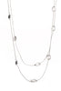 Double Layered Circle Interlink Chain Long Necklace in silver