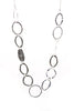 Multiple Circle Interlink Chain Long Necklace in Silver