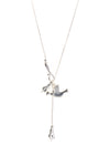 Swallow Bird Charm Long Necklace in silver