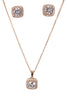 Square Cubic Zirconia Necklace & Earring Sets in rose gold