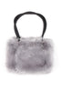 Faux Fur Zip Shoulder Handbag with Leather Strap in light grey