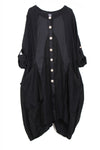 Oversized Linen Asymmetric Longline Cardigan Jacket in black