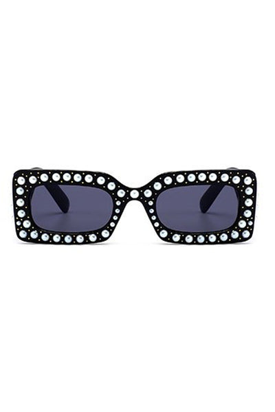 Pearl Detail Square Plastic Sunglasses