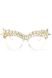 Star Diamante Retro Round Cat Eye Sunglasses