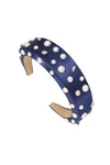 Jewels And Pearls Thick Padded Satin HAIRBAND Headbands in navy