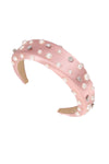 Jewels And Pearls Thick Padded Satin HAIRBAND Headbands in pink