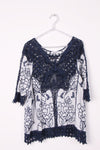 Lace Top with Embroided Panels