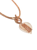 Sparkly Diamante gem Long Necklace with Delicate Leaf Pendant