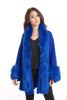 Knitted Faux Fur trim sleeve Poncho Cape