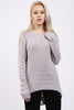 Longline Knit Jumper with Hole Sleeves Detail
