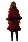 Luxurious Double Layered 2 Tones Faux Fur Cape with Leather Clasp