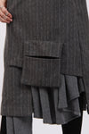 Striped Longline Sleeveless Waistcoat with Split Buttons Pockets Detail
