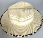 Paper Summer Sun Hat With Leopard Pint Fabric Brim