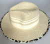 Paper Summer Sun Hat With Leopard Pint Fabric Brim
