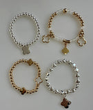 Beaded Bracelet With Four Petal Flower