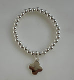 Beaded Bracelet With Four Petal Flower