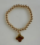 Beaded Bracelet With Four Petal Flower