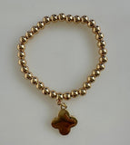 Beaded Bracelet With Four Petal Flower