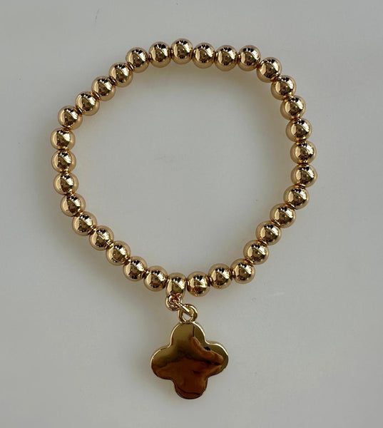 Beaded Bracelet With Four Petal Flower