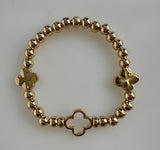 Beaded Bracelet With Four Petal Flower