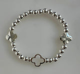 Beaded Bracelet With Four Petal Flower