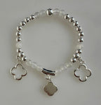 Beaded Bracelet With Four Petal Flower