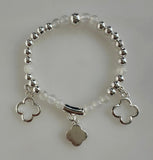 Beaded Bracelet With Four Petal Flower