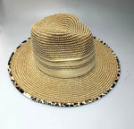 Paper Summer Sun Hat With Leopard Pint Fabric Brim