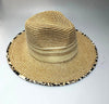 Paper Summer Sun Hat With Leopard Pint Fabric Brim
