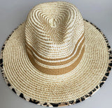 Paper Summer Sun Hat With Leopard Pint Fabric Brim