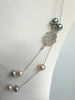 Double Chain Faux Pearl Necklace With Floral Element