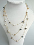 Plain Triple Chain Faux Pearl Necklace