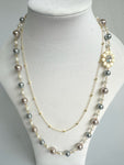 Faux Pearl Necklace With Flower Element