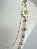 Faux Pearl Necklace With Flower Element