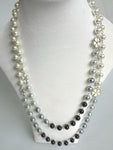 Double Chain Faux Pearl Necklace With Floral Element