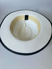Paper Summer Sun Hat With Black And White Check Pattern Fabric Ring And Metal Pin