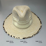 Paper Summer Sun Hat With Leopard Pint Fabric Brim