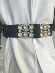 Diamante Buckle With Diamante Blocks Pu Summer Chunky Belt